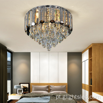 Lustre LED de cristal K9 de luxo moderno em aço inoxidável